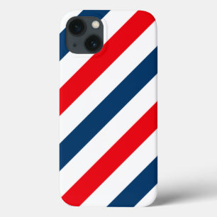 Tricolor Diagonal Stripes (blauw, wit en rood) iPhone 13 Hoesje