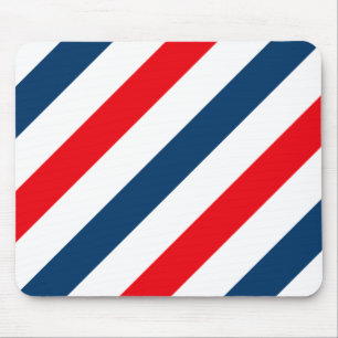 Tricolor Diagonal Stripes (blauw, wit en rood) Muismat