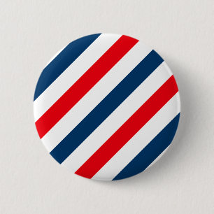 Tricolor Diagonal Stripes (blauw, wit en rood) Ronde Button 5,7 Cm