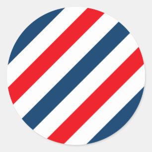 Tricolor Diagonal Stripes (blauw, wit en rood) Ronde Sticker