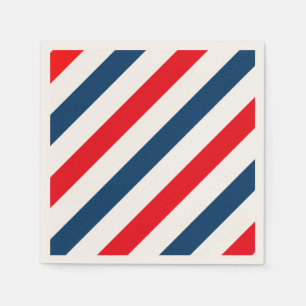 Tricolor Diagonal Stripes (blauw, wit en rood) Servetten