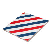 Tricolor Diagonal Stripes (blauw, wit en rood) Tegeltje (Zijkant)