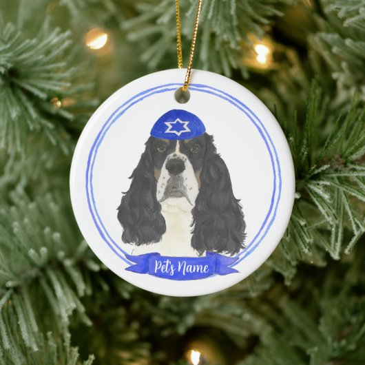 Tricolor Engels Springer Spaniel Chanoeka Keramisch Ornament (Boom)
