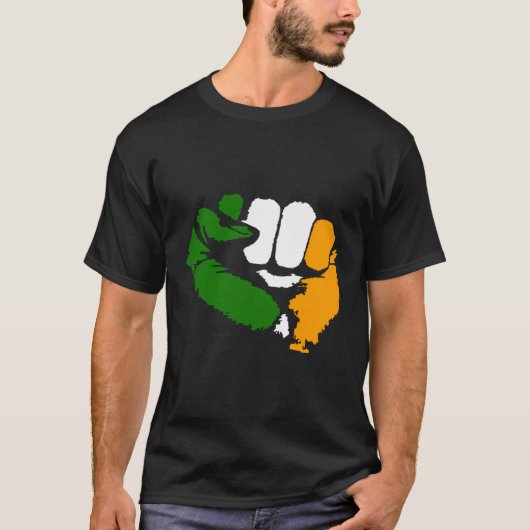 Tricolor Fist Iers Republikeins Ontwerp T-shirt (Voorkant)