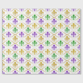 TriColor Fleur de Lis Mardi Gras Harlequin Diamond Cadeaupapier (Vlak)