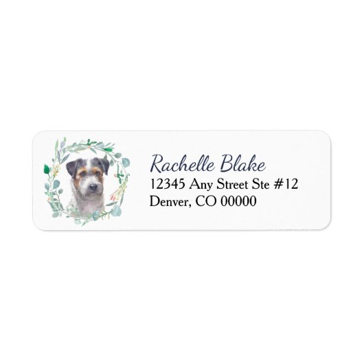 Tricolor Jack Russell Terrier Wreath Etiket (Voorkant)