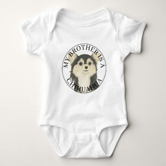 Tricolor Long Haired Chihuahua Big Brother Romper (Voorkant)