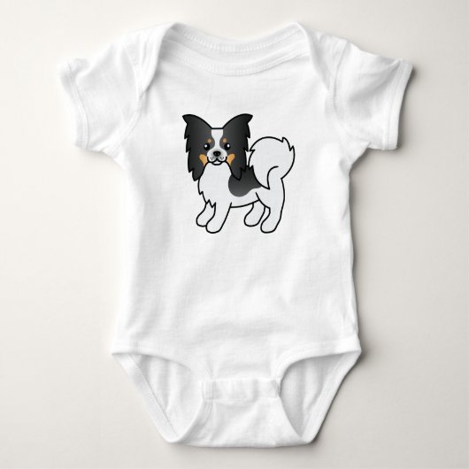 Tricolor Papillon Cute Cartoon Dog Romper (Voorkant)