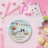 Tricolor Papillon Happy Dog kleurrijke verjaardag Papieren Bordje (Feest)