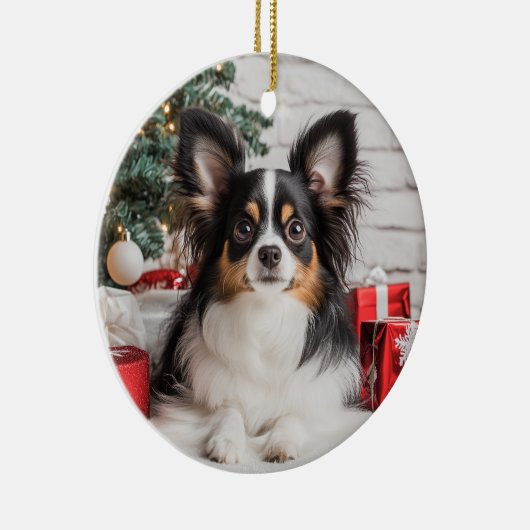 Tricolor Papillon Kerstmis Keramisch Ornament (Rechts)