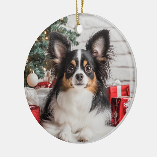 Tricolor Papillon Kerstmis Keramisch Ornament (Links)
