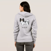 Tricolor Papillon-tekenfilm met aangepaste tekst Hoodie (Achterkant volledig)