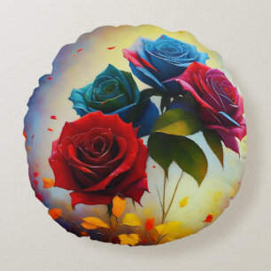 Tricolor-Rozen, ronde kussen