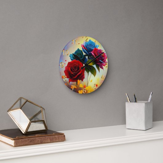 Tricolor Rozen, wandklok (Kantoor)