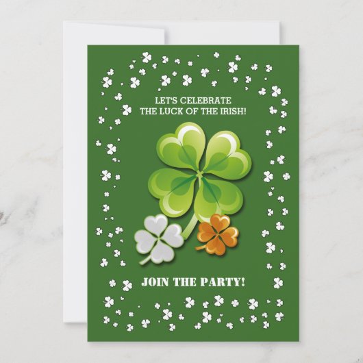 Tricolor Shamrocks St. Patrick's Day Party Kaart (Voorkant)