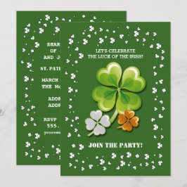Tricolor Shamrocks St. Patrick's Day Party Kaart