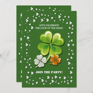 Tricolor Shamrocks St. Patrick's Day Party Kaart