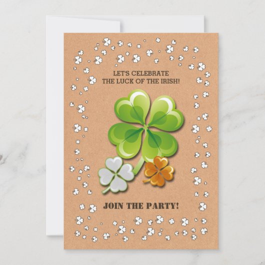 Tricolor Shamrocks St. Patrick's Day Party Kaart (Voorkant)