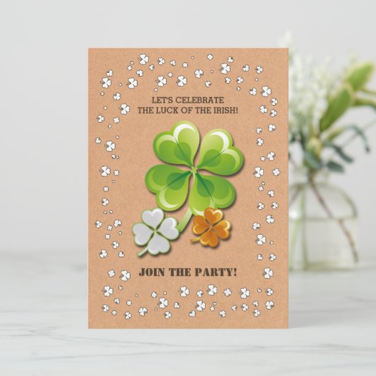 Tricolor Shamrocks St. Patrick's Day Party Kaart (Staand voorkant)