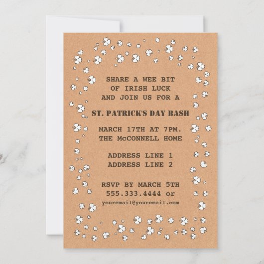 Tricolor Shamrocks St. Patrick's Day Party Kaart (Achterkant)