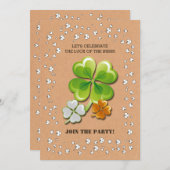 Tricolor Shamrocks St. Patrick's Day Party Kaart (Voorkant / Achterkant)