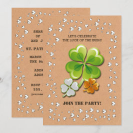 Tricolor Shamrocks St. Patrick's Day Party Kaart