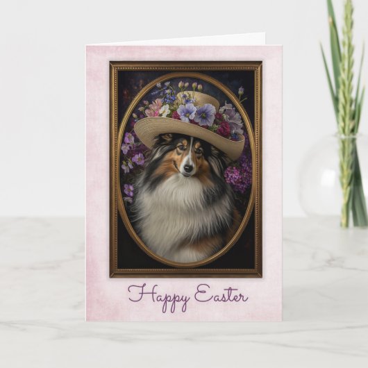 Tricolor Sheltie Pasen Kaart (Voorkant)