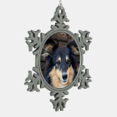 Tricolor Sheltie Tin Sneeuwvlok Ornament (Links)