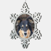 Tricolor Sheltie Tin Sneeuwvlok Ornament (Rechts)