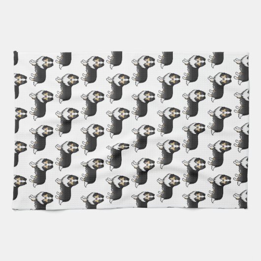 Tricolor Shetland Sheepdog Cartoon Dog Pattern Theedoek (Horizontaal)