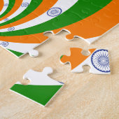 Tricolor van een zeer diep saffraan, wit GREEN Legpuzzel (Zijkant)