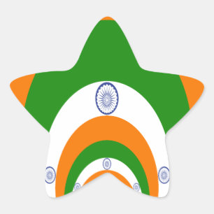 Tricolor van een zeer diep saffraan, wit GREEN Ster Sticker