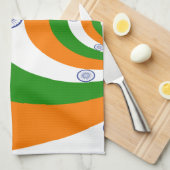 Tricolor van een zeer diep saffraan, wit GREEN Theedoek (Quarter Fold)