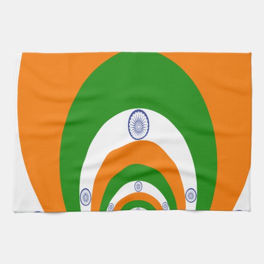 Tricolor van een zeer diep saffraan, wit GREEN Theedoek (Horizontaal)