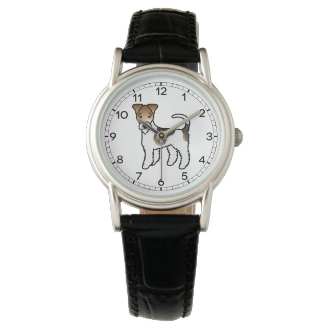 Tricolor Wire Fox Terrier Cute Dog Horloge (Voorkant)