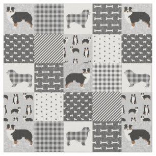 Tricolored Aussie patchwork cheater quilt Stof