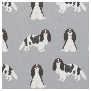 Tricolored Cavalier King Charles Spaniel Florals Stof