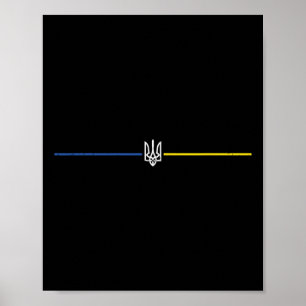 Trident Oekraïne Lijnen Oekraïense Heraldische Cre Poster