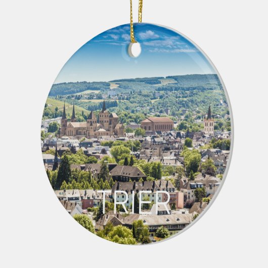 Trier Cityscape Panorama Moselle Germany Souvenir Keramisch Ornament (Links)