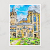 Trier Duitsland vintage reizen waterverf Briefkaart (Voorkant)