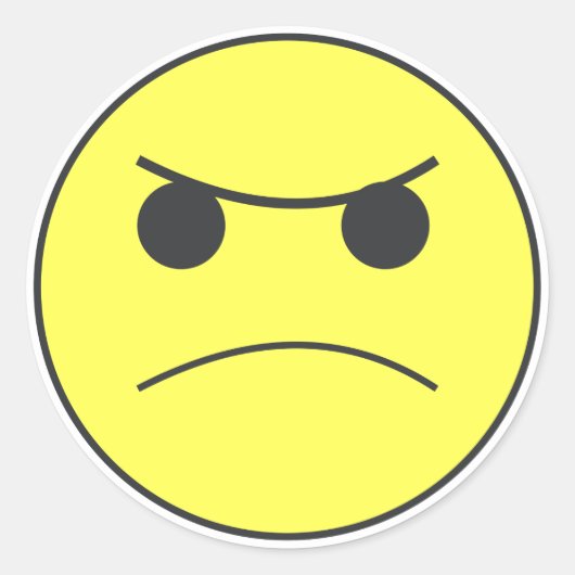 Triest Angry Face Emoticon Mood Ronde Sticker (Voorkant)