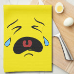 Triest huilen gezicht Emoji Grappig Theedoek<br><div class="desc">Dit droevige kleine emoji-gezicht heeft een slechte dag. Huilgezicht met een felgele achtergrond. Triest Huilen Gezicht Emoji Grappige keukenhanddoek.</div>