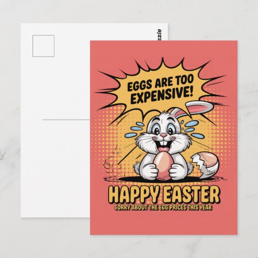 Triest huilen paashaas eitjes te duur Cartoon Briefkaart (Voorkant / Achterkant)