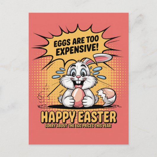 Triest huilen paashaas eitjes te duur Cartoon Briefkaart (Voorkant)