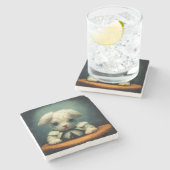 triest konijn stenen onderzetter (Zijkant)