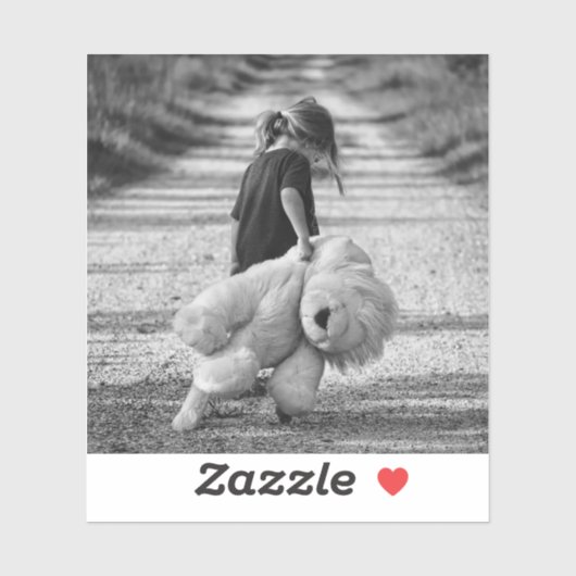 triest meisje lopen met beer sticker (Vel)