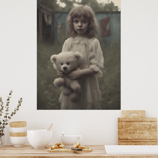 Triest spookkind in het verlaten  circus poster (Keuken)