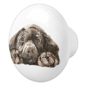 Triest zwart labrador retriever hond huisdier keramische knop (Rechts)