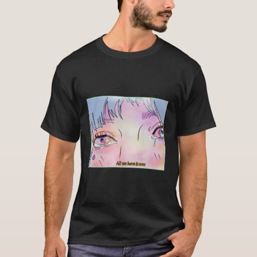 Trieste anime ogen esthetische vaporwave t-shirt (Voorkant)