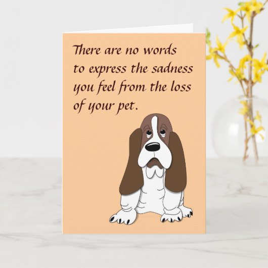 Trieste Basset Hound Dog Sympathie voor verlies va Kaart (Gele Bloem)